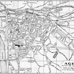 Plan Vintage d'Agen Noir et Blanc