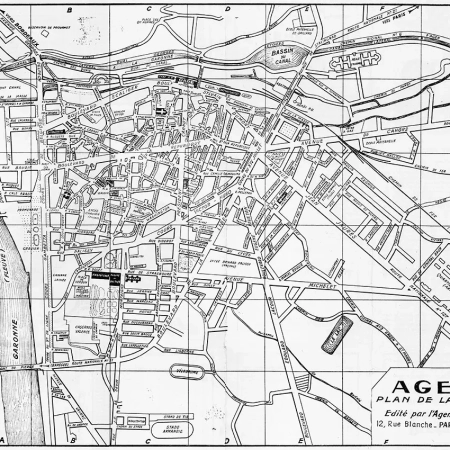 Plan Vintage d'Agen Noir et Blanc