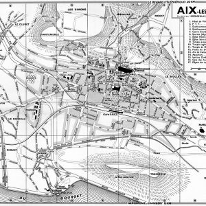 plan de ville vintage d'Aix-les-Bains noir et blanc Blay Foldex