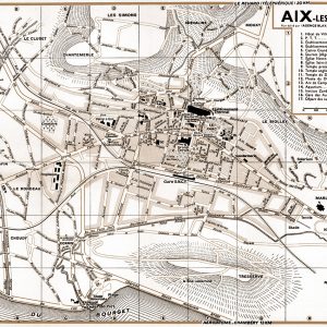 plan de ville vintage d'Aix-les-Bains sépia Blay Foldex