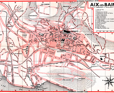plan de ville vintage d'Aix-les-Bains Blay Foldex