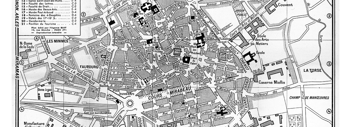 plan de ville vintage noir et blanc d'Aix-en-Provence Blay Foldex