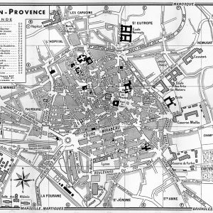 plan de ville vintage noir et blanc d'Aix-en-Provence Blay Foldex