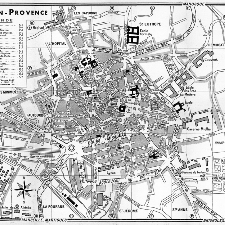 plan de ville vintage noir et blanc d'Aix-en-Provence Blay Foldex