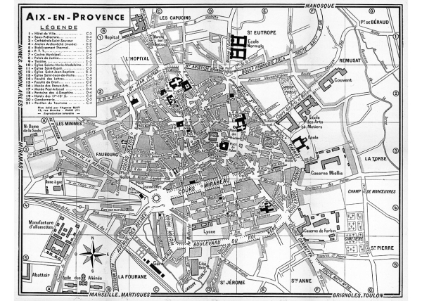 plan de ville vintage noir et blanc d'Aix-en-Provence Blay Foldex