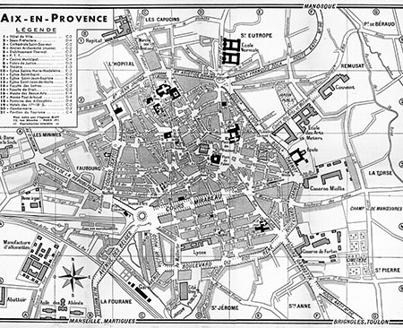 plan de ville vintage d'Aix-en-Provence Blay Foldex