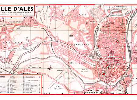 plan de ville vintage d'Alès Blay Foldex