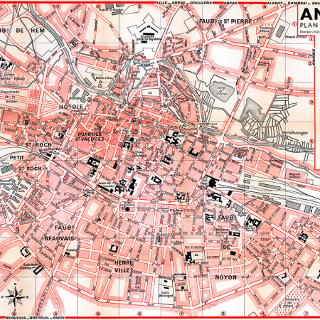 plan de ville vintage couleur d'Amiens Blay Foldex