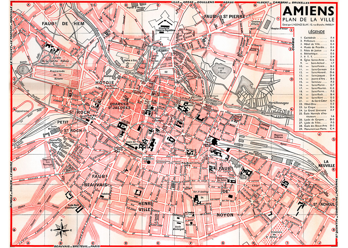 AMIENS_VL_COUL plan de ville vintage couleur d'Amiens Blay Foldex