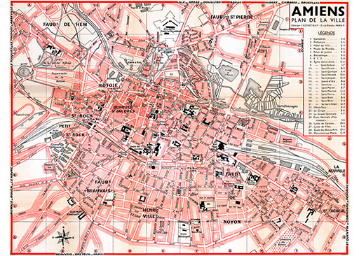 plan de ville vintage d'Amiens Blay Foldex