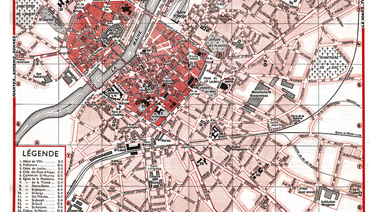 plan de ville vintage couleur d'Angers Blay Foldex