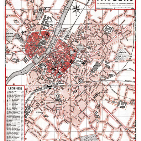 plan de ville vintage d'Angers Blay Foldex