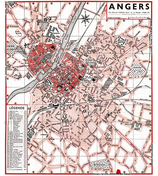 plan de ville vintage d'Angers Blay Foldex
