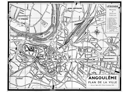plan de ville vintage d'Angoulême Blay Foldex