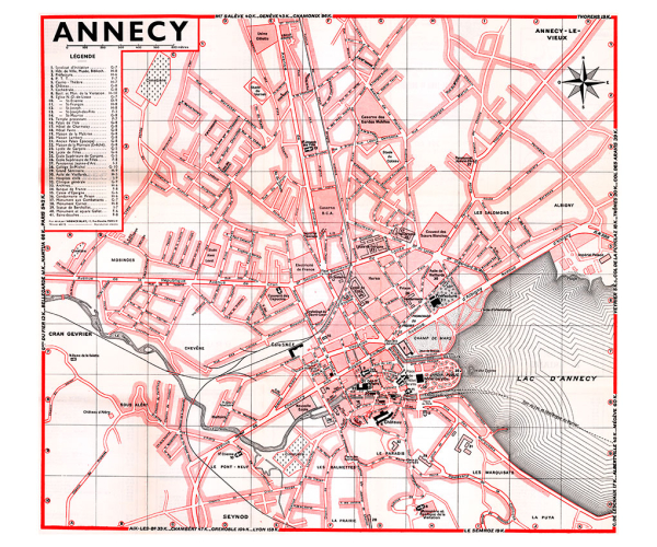 plan de ville vintage couleur d'Annecy Blay Foldex