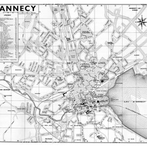 plan de ville vintage noir et blanc d'Annecy Blay Foldex