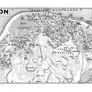 plan de ville vintage noir et blanc d'Arcachon Blay Foldex