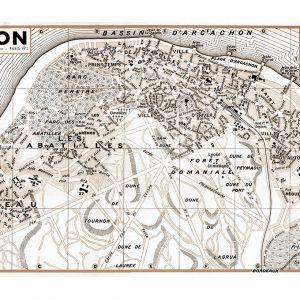 plan de ville vintage sépia d'Arcachon Blay Foldex