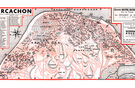 plan de ville vintage d'Arcachon Blay Foldex