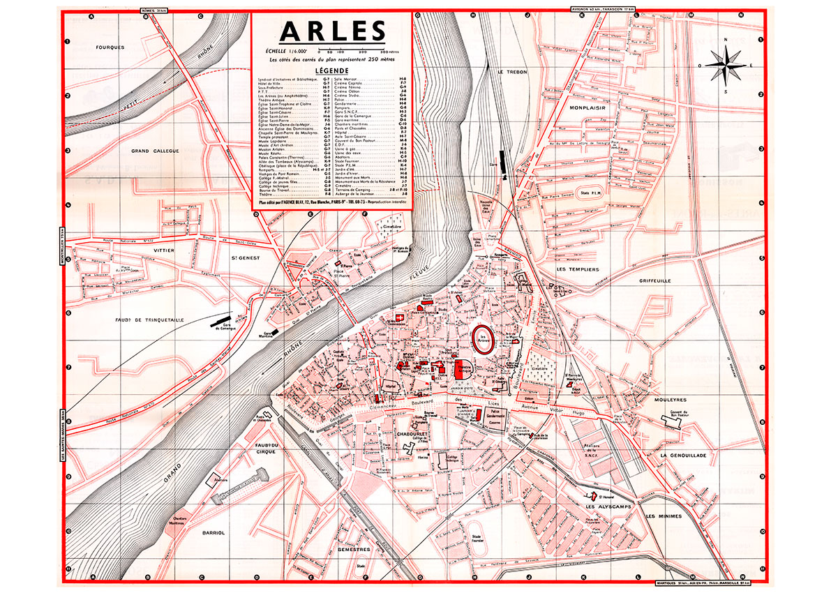 ARLES_VL_COUL plan de ville vintage couleur d'Arles Blay Foldex