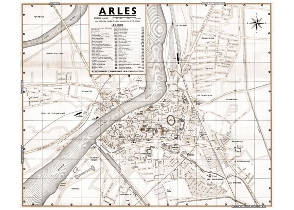plan de ville vintage sépia d'Arles Blay Foldex