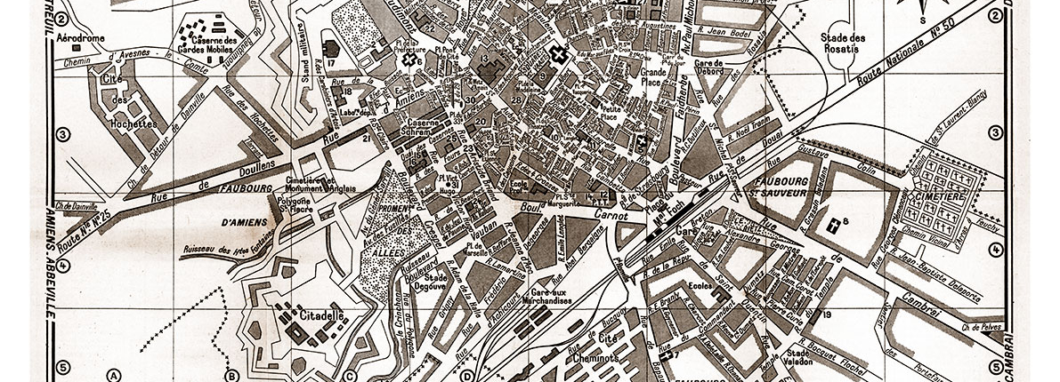 plan de ville vintage sépia d'Arras Blay Foldex