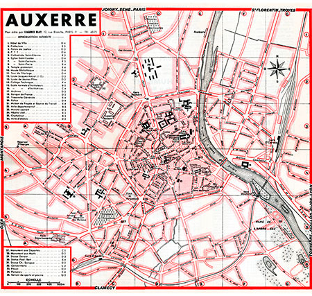 plan de ville vintage d'Auxerre Blay Foldex