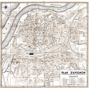 plan de ville vintage sépia d'Avignon Blay Foldex
