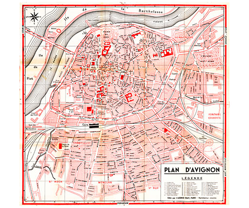 plan de ville vintage d'Avignon Blay Foldex