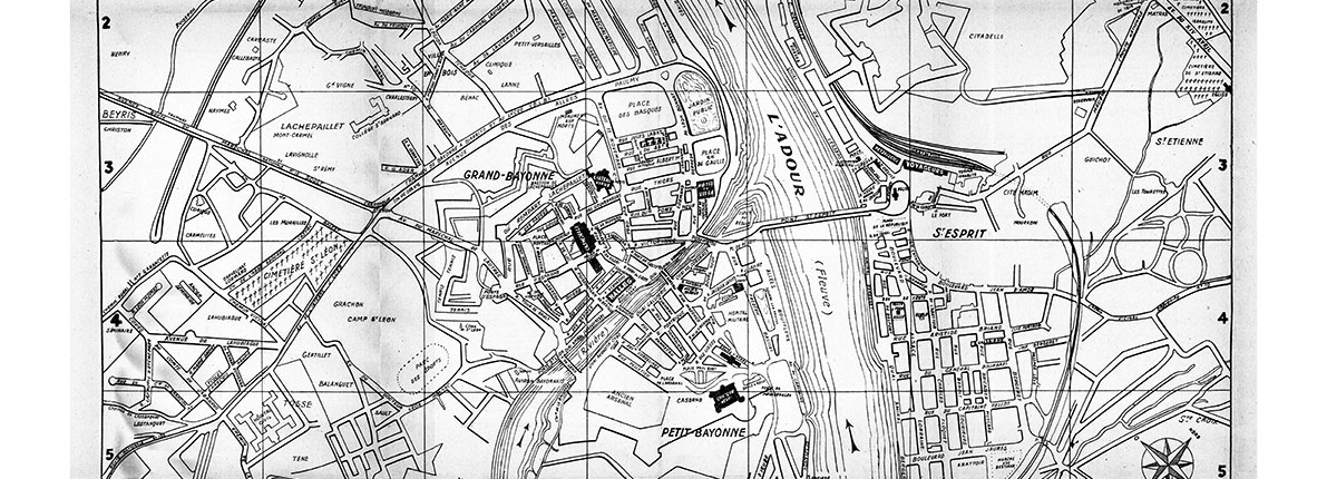 plan de ville vintage noir et blanc de Bayonne Blay Foldex