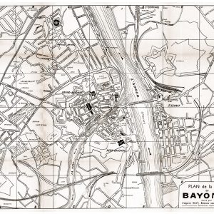 plan de ville vintage sépia de Bayonne Blay Foldex