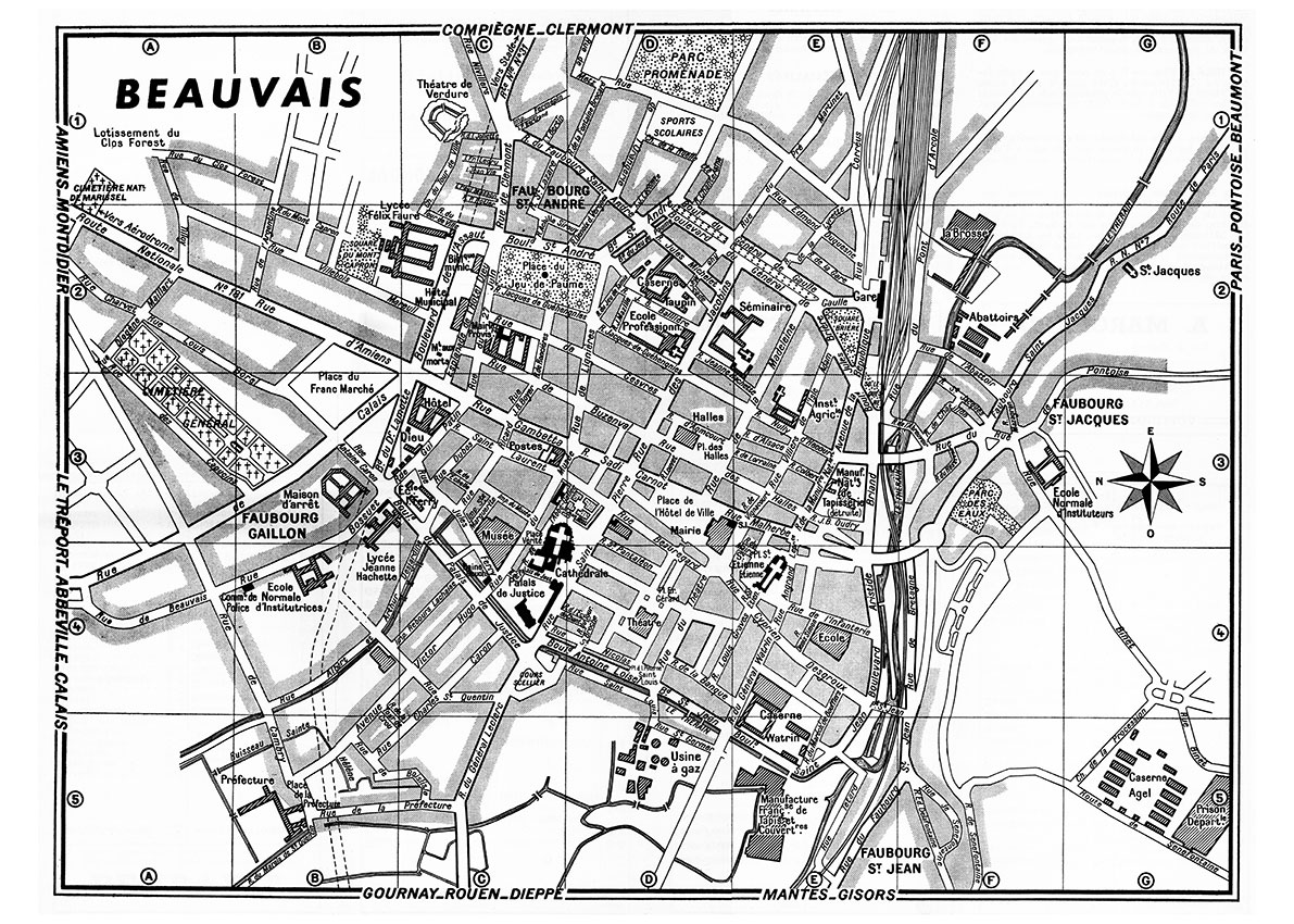 plan de ville vintage noir et blanc de Beauvais Blay Foldex