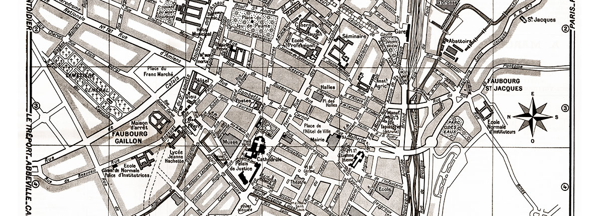 plan de ville vintage sépia de Beauvais Blay Foldex