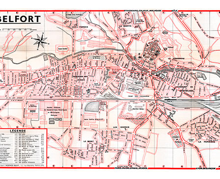 plan de ville vintage de Belfort Blay Foldex