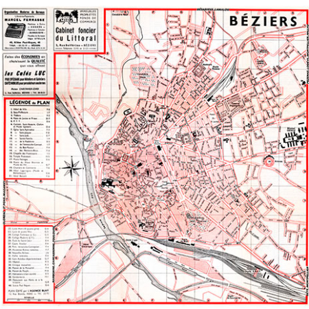 plan de ville vintage de Béziers Blay Foldex