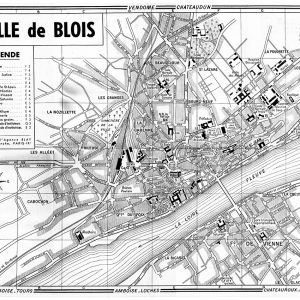plan de ville vintage noir et blanc de Blois Blay Foldex