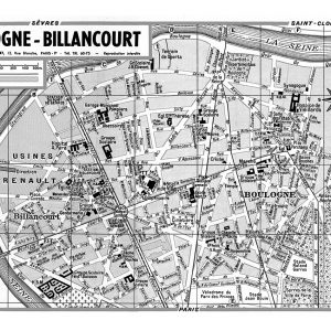 plan de ville vintage noir et blanc de Boulogne-Billancourt Blay Foldex