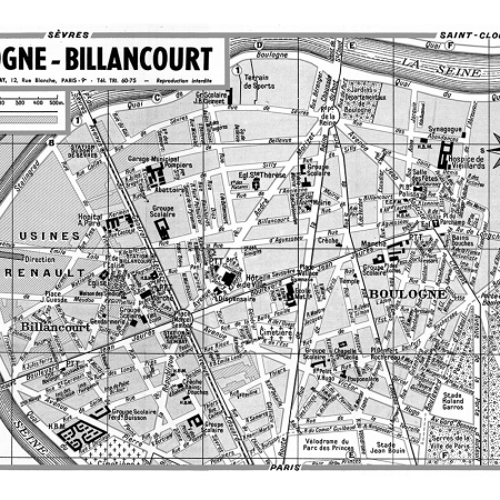 plan de ville vintage noir et blanc de Boulogne-Billancourt Blay Foldex