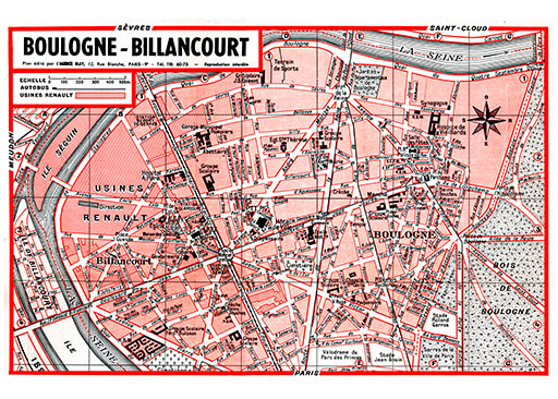 plan de ville vintage de Boulogne-Billancourt Blay Foldex