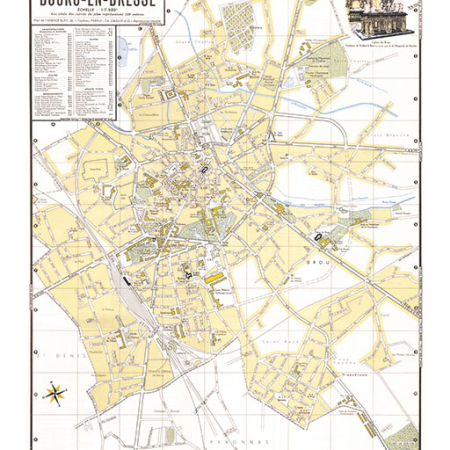 plan de ville vintage de Bourg-en-Bresse Blay Foldex