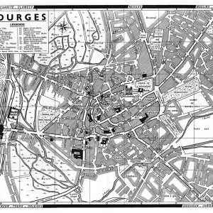 plan de ville vintage noir et blanc de Bourges Blay Foldex