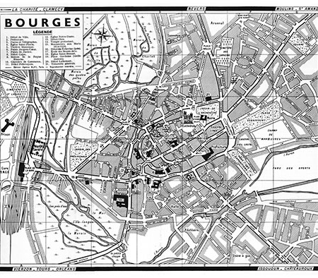 plan de ville vintage de Bourges Blay Foldex