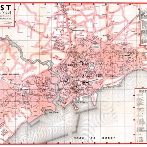 plan de ville vintage couleur de Brest Blay Foldex