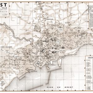 plan de ville vintage sépia de Brest Blay Foldex