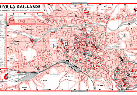 plan de ville vintage de Brive-la-Gaillarde Blay Foldex