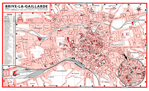 plan de ville vintage de Brive-la-Gaillarde Blay Foldex