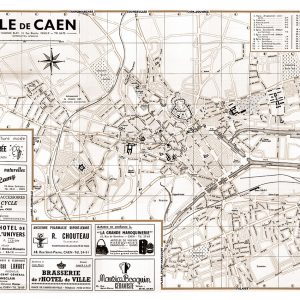 plan de ville vintage sépia de Caen Blay Foldex