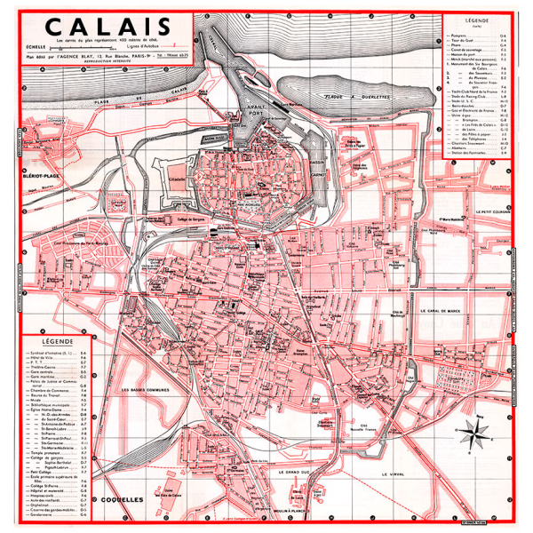 plan de ville vintage couleur de Calais Blay Foldex