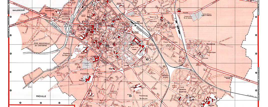plan de ville vintage couleur de Cambrai Blay Foldex