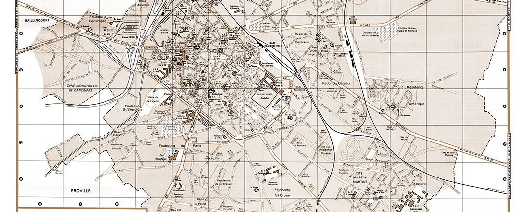 plan de ville vintage sépia de Cambrai Blay Foldex